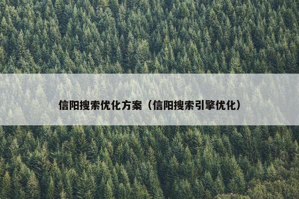 信阳搜索优化方案（信阳搜索引擎优化）