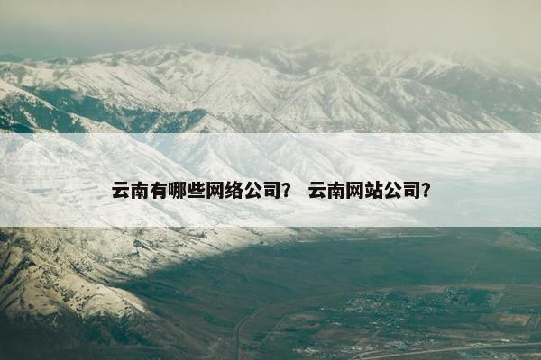 云南有哪些网络公司？ 云南网站公司？