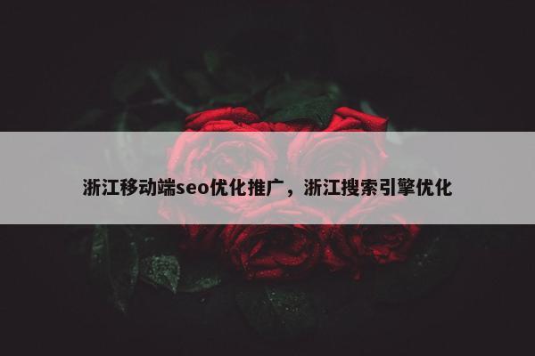 浙江移动端seo优化推广，浙江搜索引擎优化