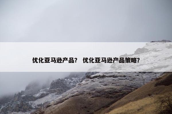 优化亚马逊产品？ 优化亚马逊产品策略？