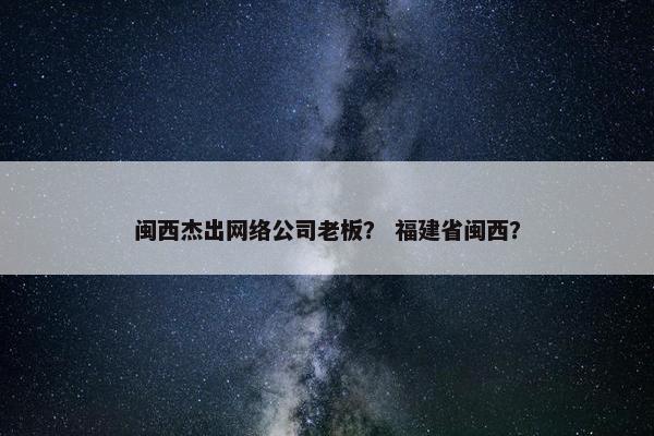 闽西杰出网络公司老板？ 福建省闽西？