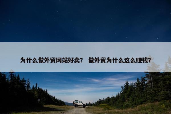 为什么做外贸网站好卖？ 做外贸为什么这么赚钱？