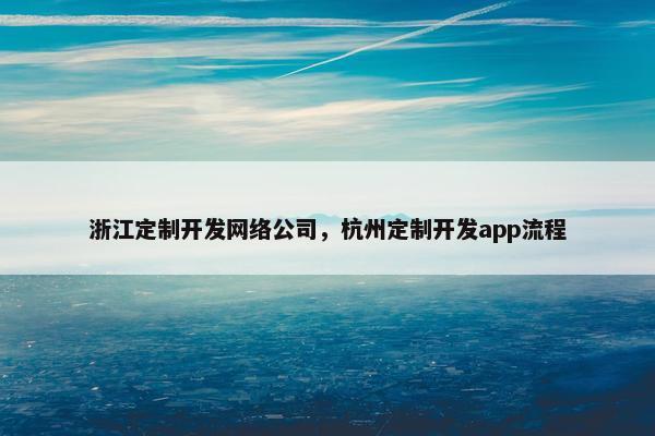 浙江定制开发网络公司，杭州定制开发app流程