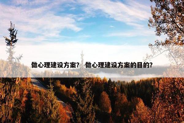 做心理建设方案？ 做心理建设方案的目的？