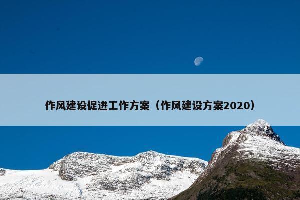 作风建设促进工作方案（作风建设方案2020）