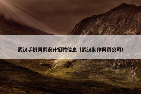 武汉手机网页设计招聘信息（武汉制作网页公司）