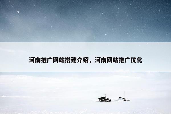 河南推广网站搭建介绍，河南网站推广优化
