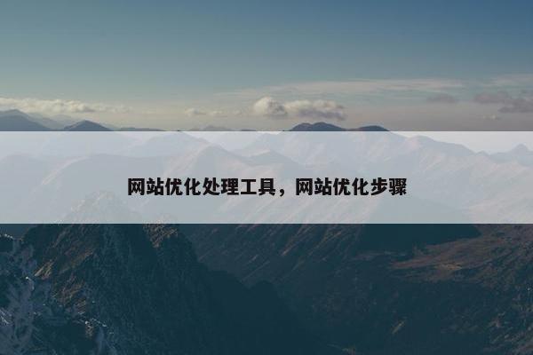 网站优化处理工具，网站优化步骤