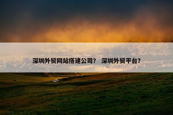 深圳外贸网站搭建公司？ 深圳外贸平台？