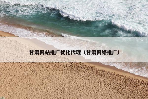 甘肃网站推广优化代理（甘肃网络推广）