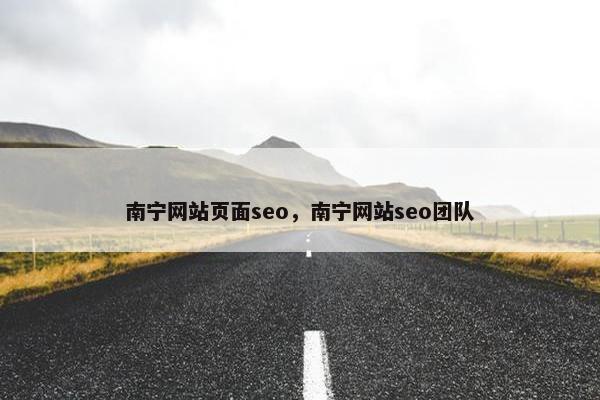 南宁网站页面seo，南宁网站seo团队