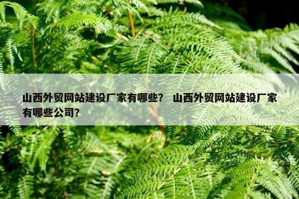 山西外贸网站建设厂家有哪些？ 山西外贸网站建设厂家有哪些公司？