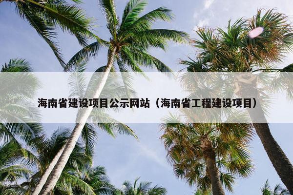 海南省建设项目公示网站（海南省工程建设项目）