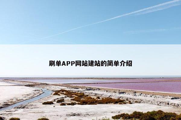 刷单APP网站建站的简单介绍