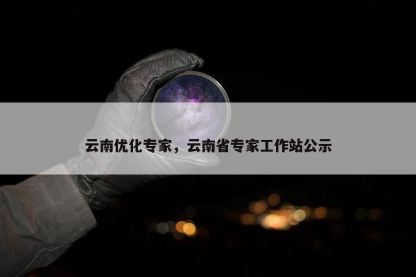 云南优化专家，云南省专家工作站公示