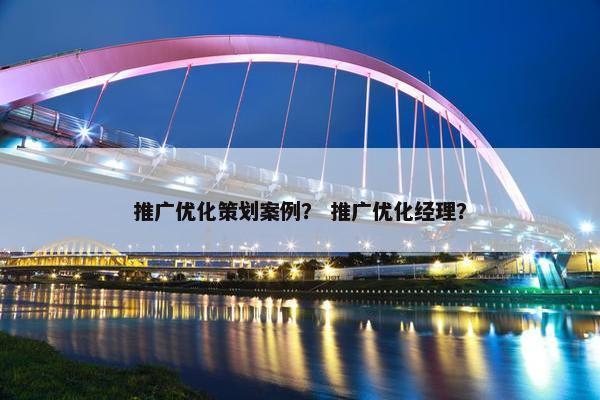 推广优化策划案例？ 推广优化经理？
