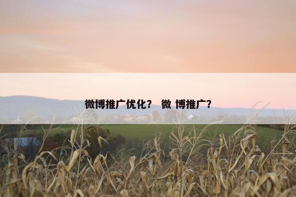 微博推广优化？ 微 博推广？