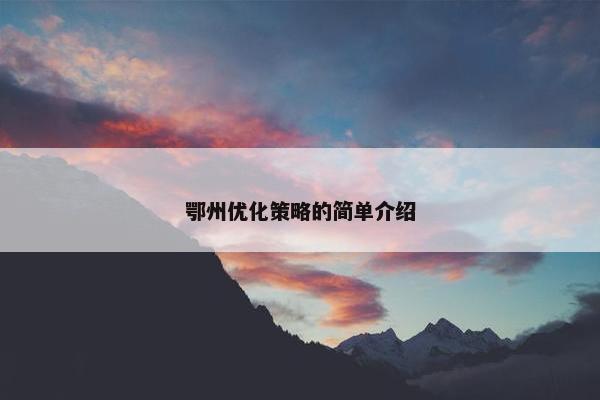 鄂州优化策略的简单介绍