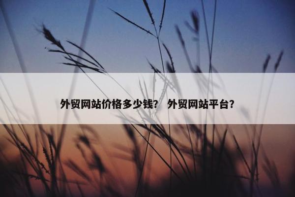 外贸网站价格多少钱？ 外贸网站平台？