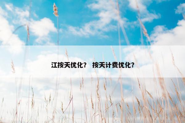 江按天优化？ 按天计费优化？