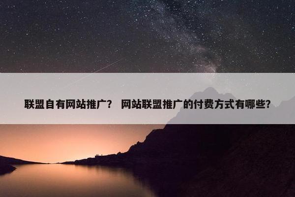 联盟自有网站推广？ 网站联盟推广的付费方式有哪些？