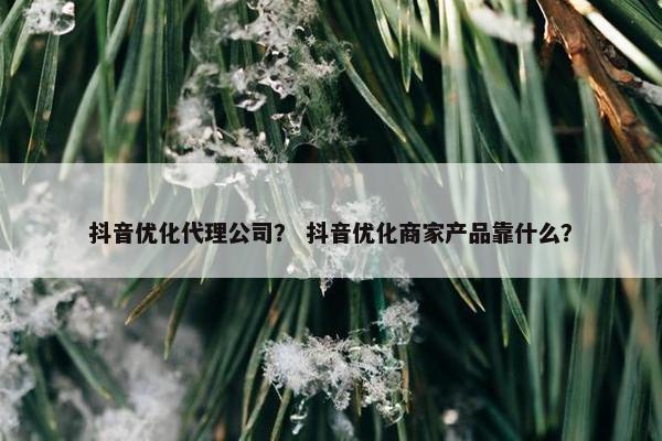 抖音优化代理公司？ 抖音优化商家产品靠什么？