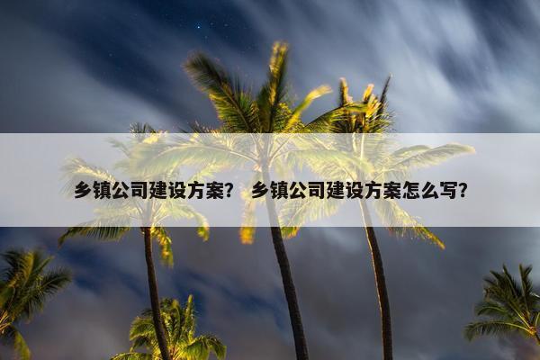 乡镇公司建设方案？ 乡镇公司建设方案怎么写？