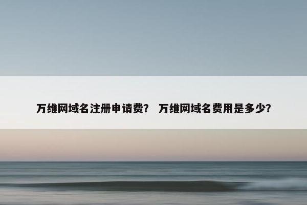 万维网域名注册申请费？ 万维网域名费用是多少？