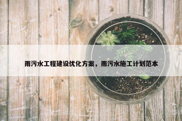 雨污水工程建设优化方案，雨污水施工计划范本