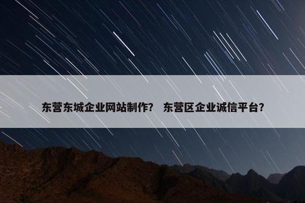 东营东城企业网站制作？ 东营区企业诚信平台？