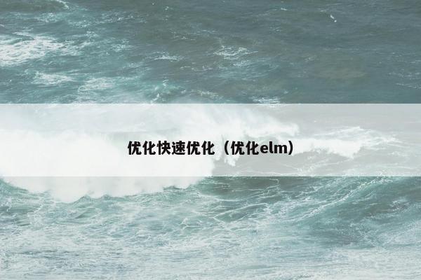 优化快速优化（优化elm）