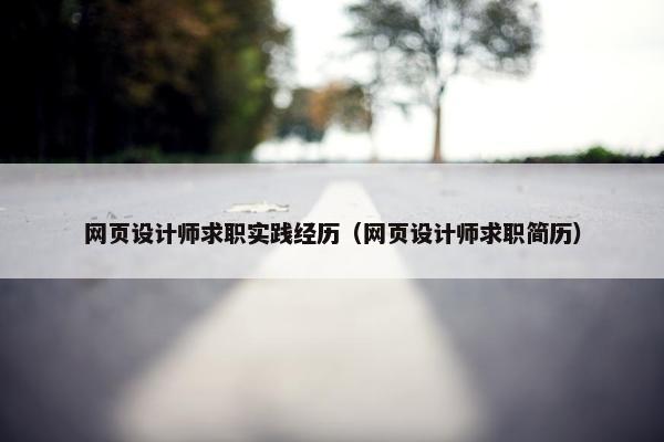 网页设计师求职实践经历（网页设计师求职简历）