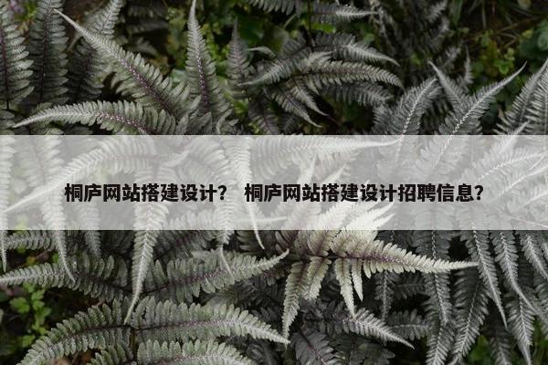 桐庐网站搭建设计？ 桐庐网站搭建设计招聘信息？