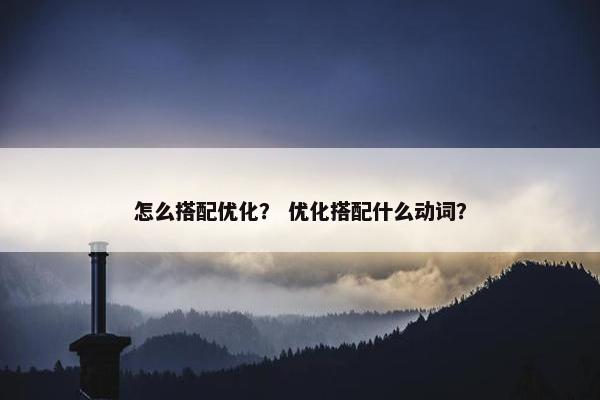 怎么搭配优化？ 优化搭配什么动词？