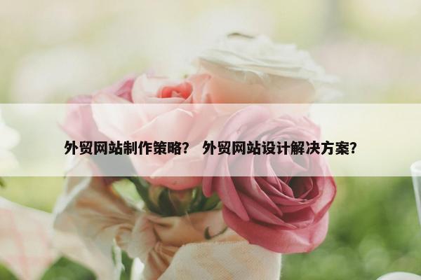 外贸网站制作策略？ 外贸网站设计解决方案？