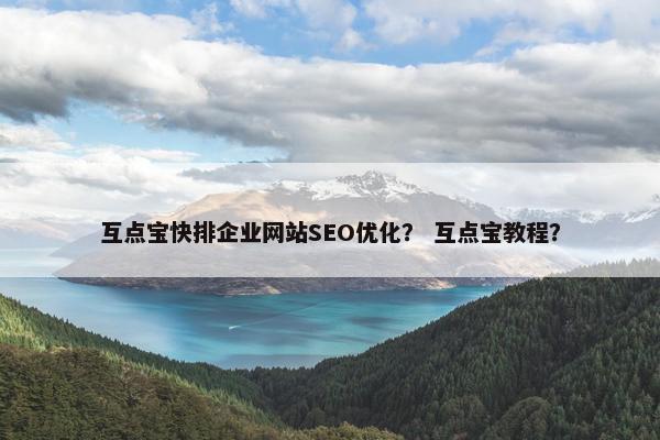 互点宝快排企业网站SEO优化？ 互点宝教程？