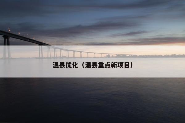 温县优化（温县重点新项目）