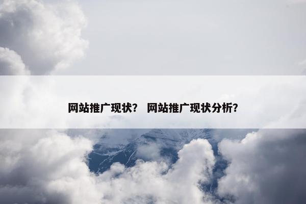 网站推广现状？ 网站推广现状分析？