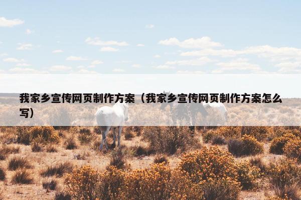 我家乡宣传网页制作方案（我家乡宣传网页制作方案怎么写）