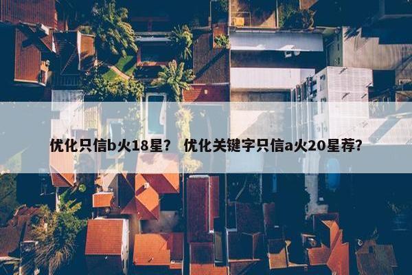 优化只信b火18星？ 优化关键字只信a火20星荐？