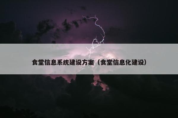 食堂信息系统建设方案（食堂信息化建设）