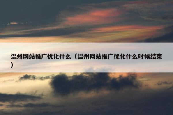 温州网站推广优化什么（温州网站推广优化什么时候结束）