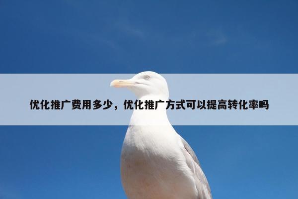 优化推广费用多少，优化推广方式可以提高转化率吗