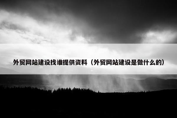 外贸网站建设找谁提供资料（外贸网站建设是做什么的）