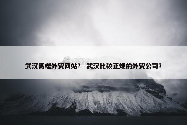 武汉高端外贸网站？ 武汉比较正规的外贸公司？
