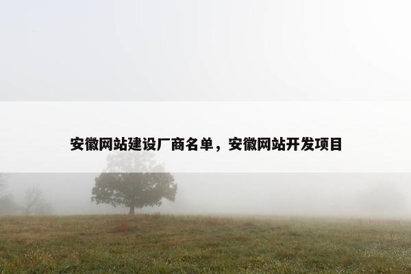 安徽网站建设厂商名单，安徽网站开发项目