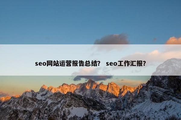 seo网站运营报告总结？ seo工作汇报？