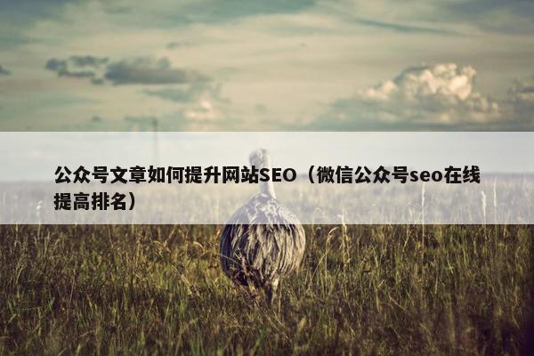 公众号文章如何提升网站SEO（微信公众号seo在线提高排名）