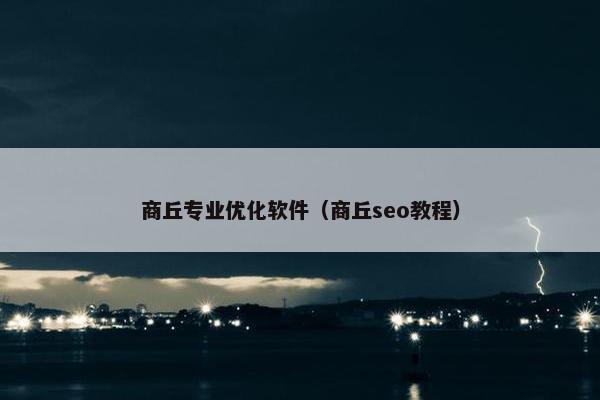商丘专业优化软件（商丘seo教程）