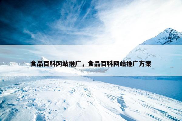 食品百科网站推广，食品百科网站推广方案